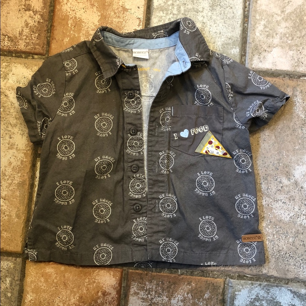 Button up 12-18month I love food shirt